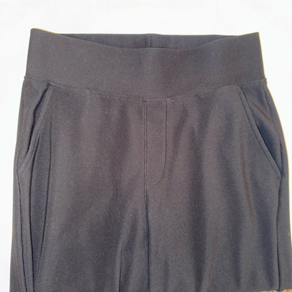 Move Theology Rib Side Slit Pants Womens M Black Deluxe Rib High Waist Wide Leg - Picture 3 of 6